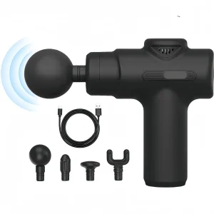 Mini Massage Gun com 6 Velocidades – 4 Cabeçotes, Silenciosa, USB e 1500mAh - Imagem 1
