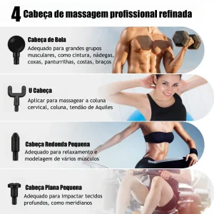 Mini Massage Gun com 6 Velocidades – 4 Cabeçotes, Silenciosa, USB e 1500mAh - Imagem 5