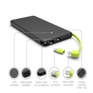 Carregador Portátil 5.000mAh com Cabos V8 e Lightning – Power Bank Ultra Slim - Imagem 6
