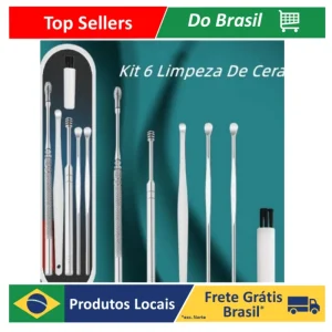 Kit Removedor de Cera de Ouvido – 6 Peças com Estojo, Inox e Seguro para Uso Pessoal - Imagem 1