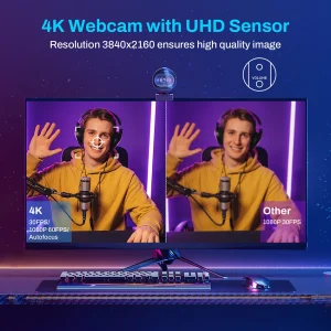 Webcam 4K EMEET S600 com Microfones Duplos – 1080p 60FPS para Streaming, Reuniões e YouTube - Imagem 2