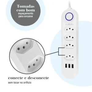 Extensão Elétrica COIBEU com 4 Tomadas e 3 USB – 2m, 2500W, Bivolt - Imagem 5