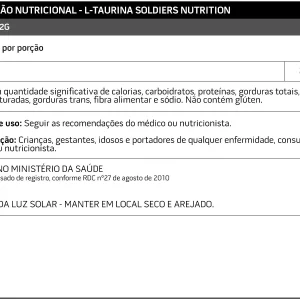 L-Taurina 250g Soldiers Nutrition – Pura, Anticatabólica, Vasodilatadora e Detox Natural - Imagem 3