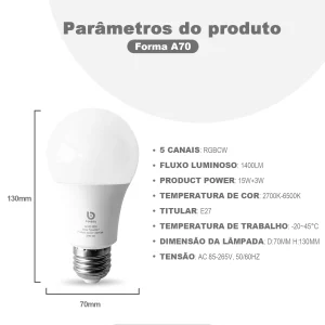 Lâmpada Inteligente COIBEU Wi-Fi e Bluetooth – Compatível com Alexa, Tuya e Google Home - Imagem 6