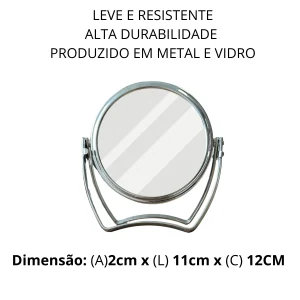 Espelho de Mão Redondo Dupla Face com Zoom 3x – Portátil, Elegante e Funcional - Imagem 5